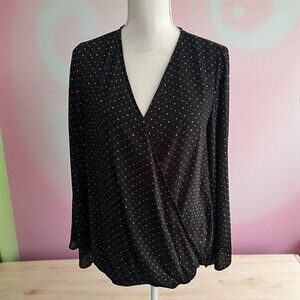 ANDREE BY UNIT Mulitcolor Polka Dot Long Sleeve Blouse Top Size Small